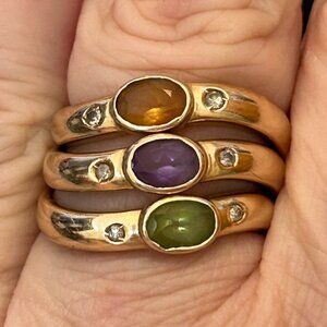 Vintage 14k Gold Stack Rings with Gemstones